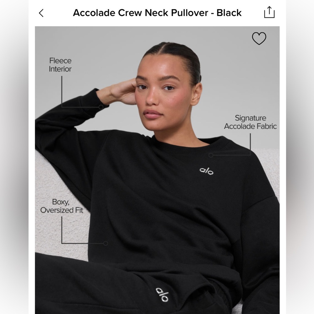 Alo Accolade Crew Neck Pullover - Black